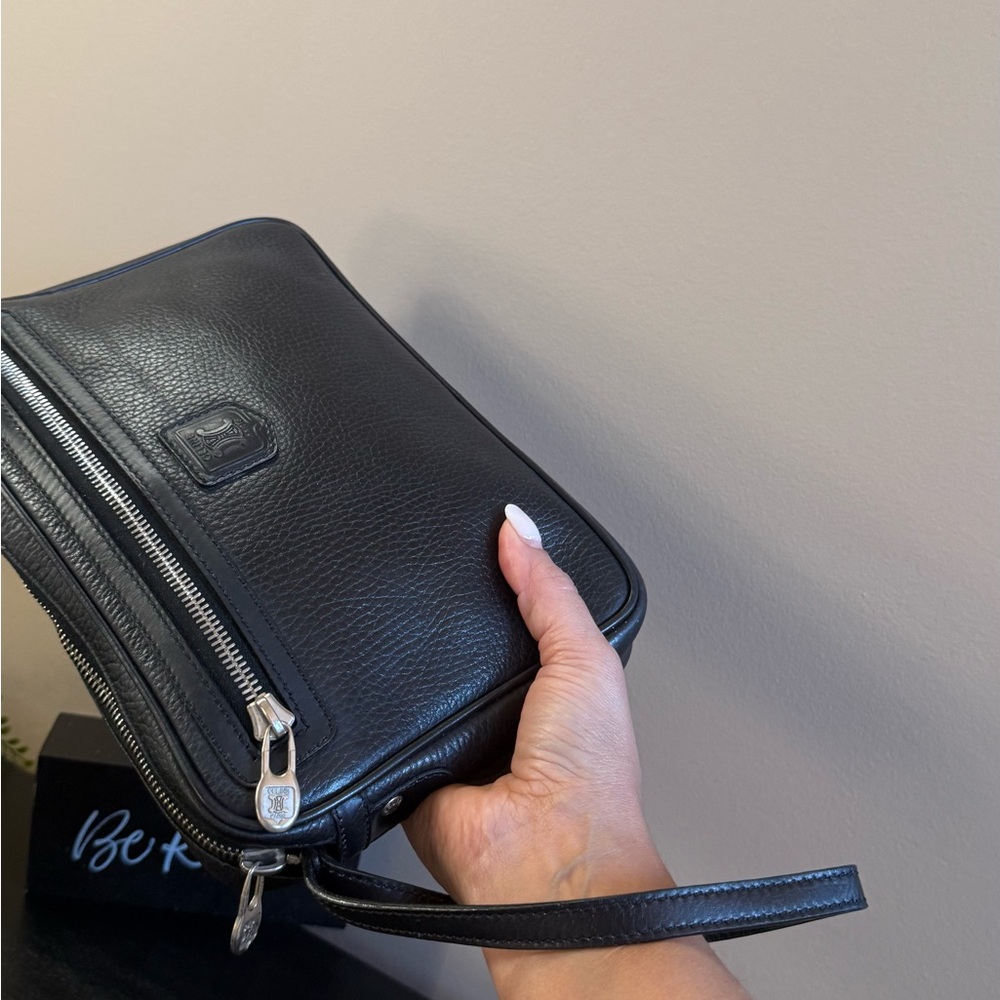 Celine unisex Black Leather Wristlet clutch bag vintage - Picture 5 of 17